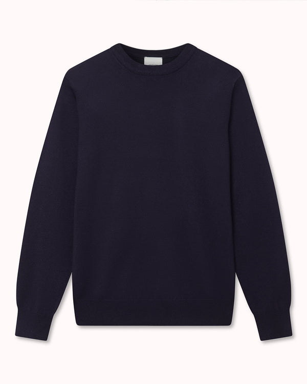 Classic Aquascutum Crew Neck Knit Navy | Malford of London Savile Row and Luxury Formal Wear Sale Outlet