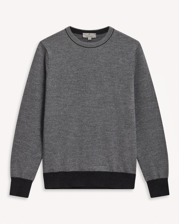 Canali Textured Crew Knitted Sweater Grey | Malford of London Savile Row and Luxury Formal Wear Sale Outlet
