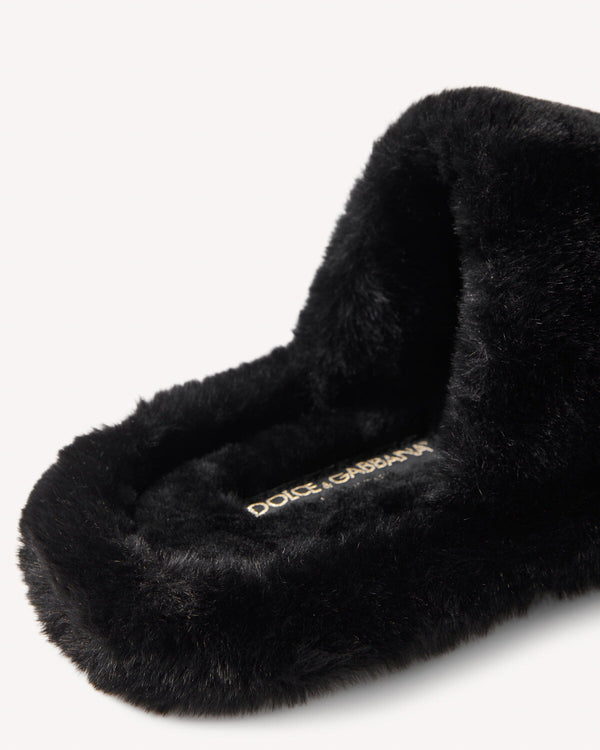 Dolce & Gabbana Faux Fur Men’s Slippers | Malford of London Savile Row and Luxury Formal Wear Sale Outlet