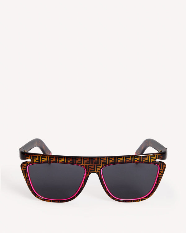 Fendi FF Monogram Square Sunglasses Brown Pink | Malford of London Savile Row and Luxury Formal Wear Sale Outlet
