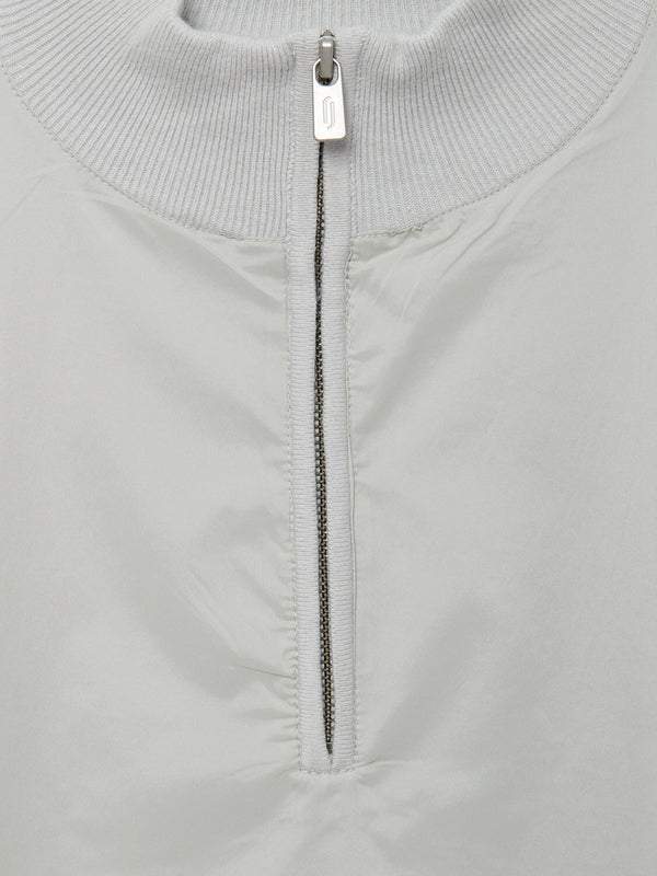 Richard James 1/4 Zip Woven Front - Dove Grey | Malford of London Savile Row and Luxury Formal Wear Sale Outlet