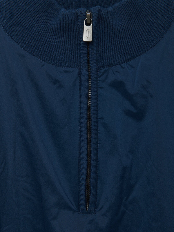 Richard James 1/4 Zip Woven Front - Navy | Malford of London Savile Row and Luxury Formal Wear Sale Outlet
