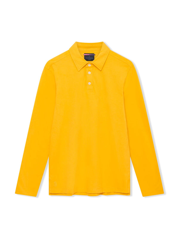 Richard James L/S 3 Button Polo - Egg Yolk | Malford of London Savile Row and Luxury Formal Wear Sale Outlet