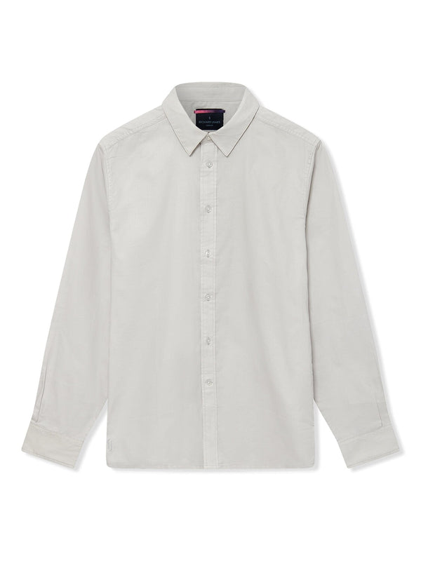 Richard James L/S Shirt Solid - Dove Grey | Malford of London Savile Row and Luxury Formal Wear Sale Outlet