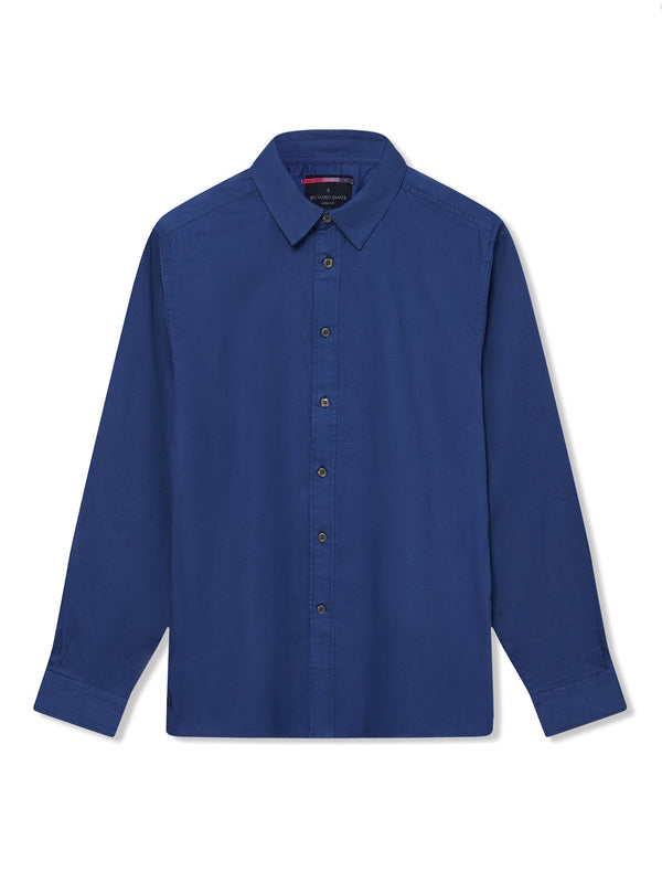 Richard James L/S Shirt Solid - Navy | Malford of London Savile Row and Luxury Formal Wear Sale Outlet
