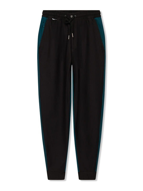 Richard James Tailored Trackpant- Black/Arctic Blue | Malford of London Savile Row and Luxury Formal Wear Sale Outlet