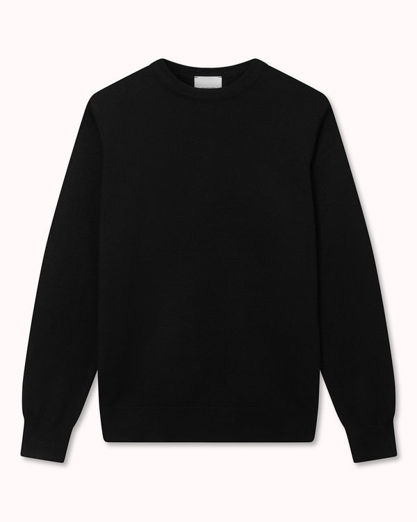 Classic Aquascutum Crew Neck Knit Black | Malford of London Savile Row and Luxury Formal Wear Sale Outlet