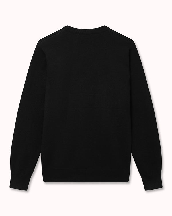Classic Aquascutum Crew Neck Knit Black | Malford of London Savile Row and Luxury Formal Wear Sale Outlet
