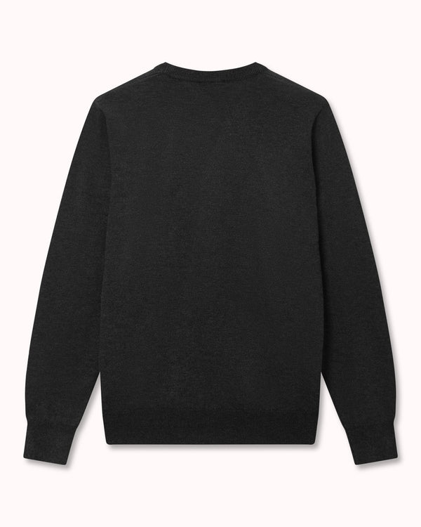 Classic Aquascutum Crew Neck Knit Charcoal | Malford of London Savile Row and Luxury Formal Wear Sale Outlet