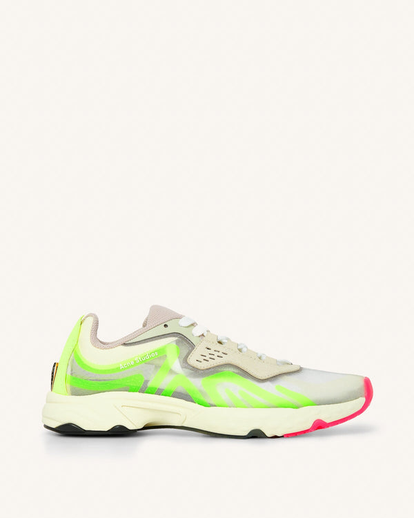 Acne Studios Buzz Trainers White Neon Yellow | Malford of London Savile Row and Luxury Formal Wear Sale Outlet