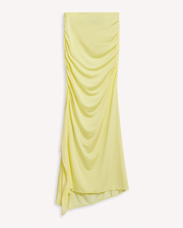 Acne Studios Enita Asymmetric Ruched Midi Skirt Yellow | Malford of London Savile Row and Luxury Formal Wear Sale Outlet