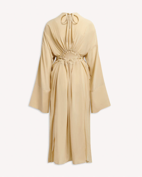 Acne Studios Gathered-Back Crepe Dress Warm Beige | Malford of London Savile Row and Luxury Formal Wear Sale Outlet