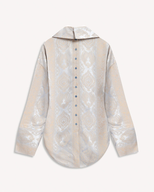 Acne Studios High Neck Patterned Shirt Oriental Silver | Malford of London Savile Row and Luxury Formal Wear Sale Outlet