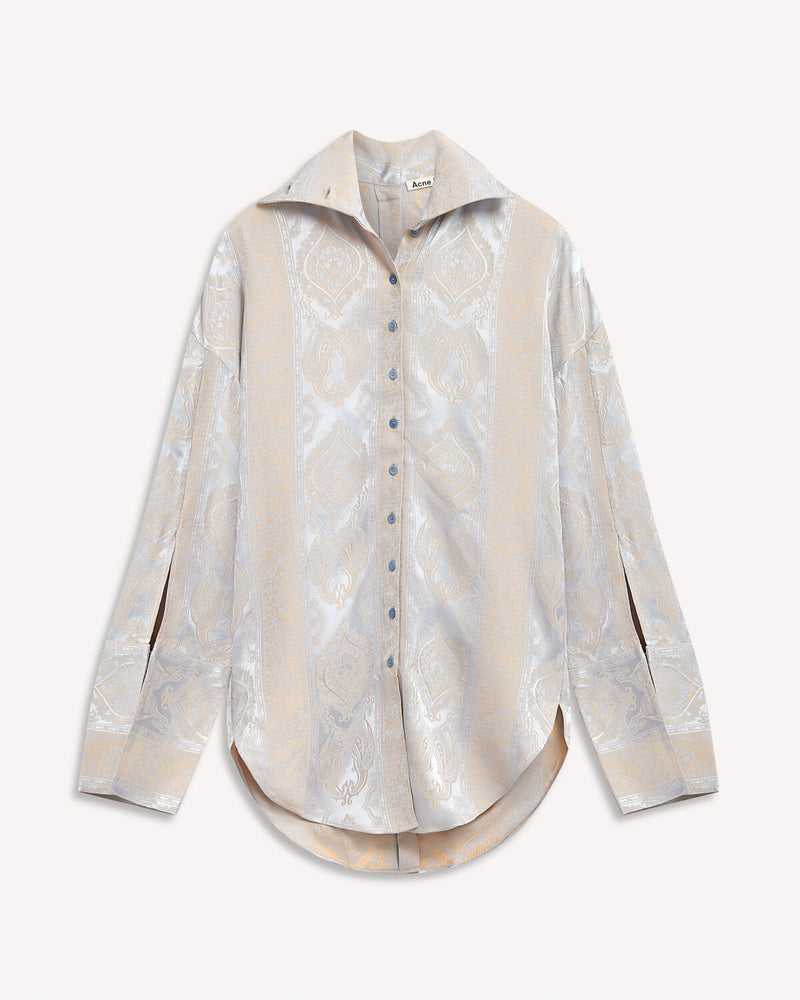 Acne Studios High Neck Patterned Shirt Oriental Silver | Malford of London Savile Row and Luxury Formal Wear Sale Outlet