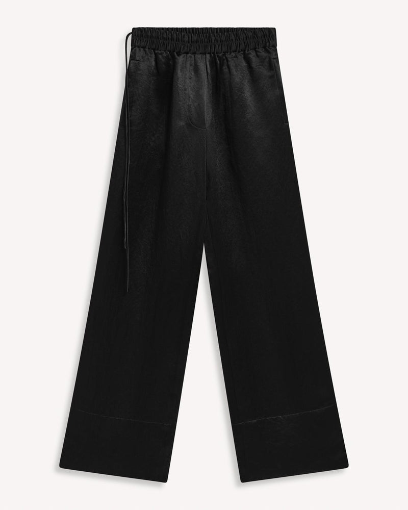Acne Studios High Waist Wide Leg Satin Trousers Black | Malford of London Savile Row and Luxury Formal Wear Sale Outlet