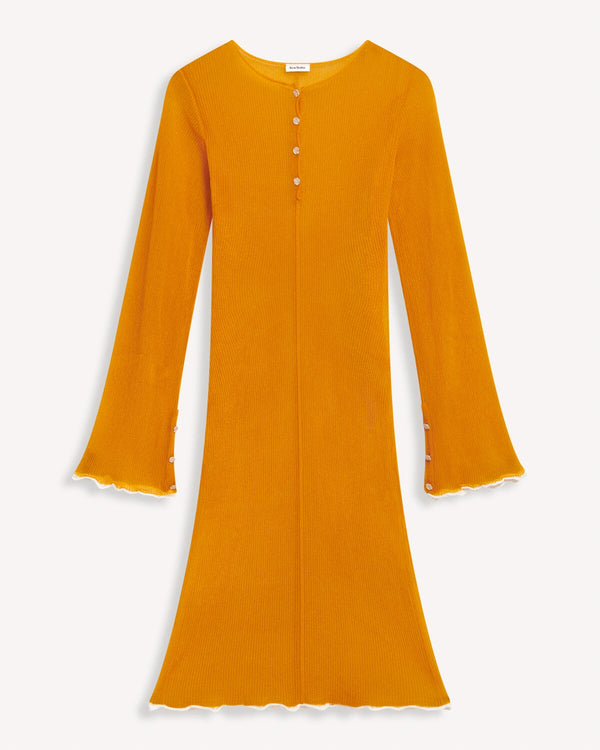 Acne Studios Kava Bell Sleeve Sheer Midi Dress Orange | Malford of London Savile Row and Luxury Formal Wear Sale Outlet