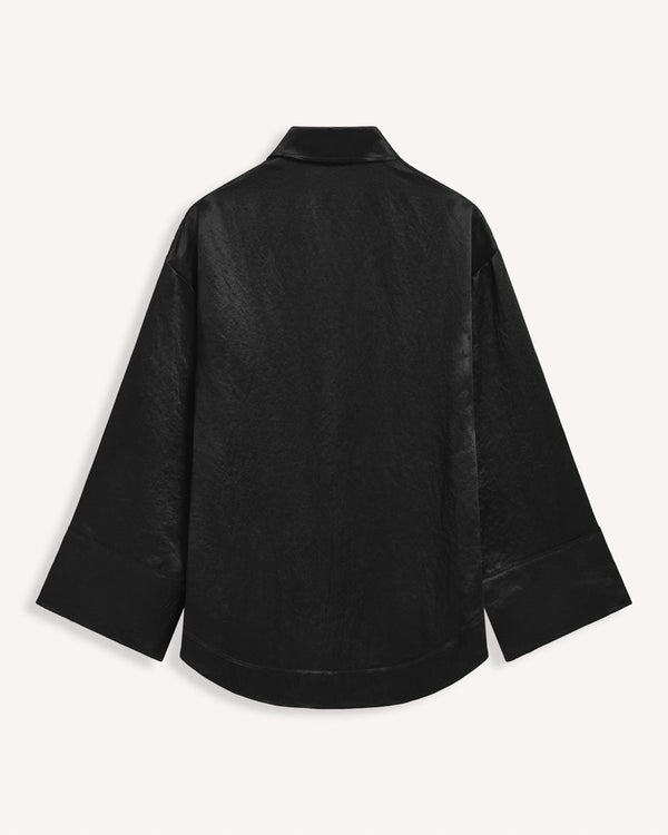Acne Studios Oversized Flared Sleeve Satin Shirt Black | Malford of London Savile Row and Luxury Formal Wear Sale Outlet