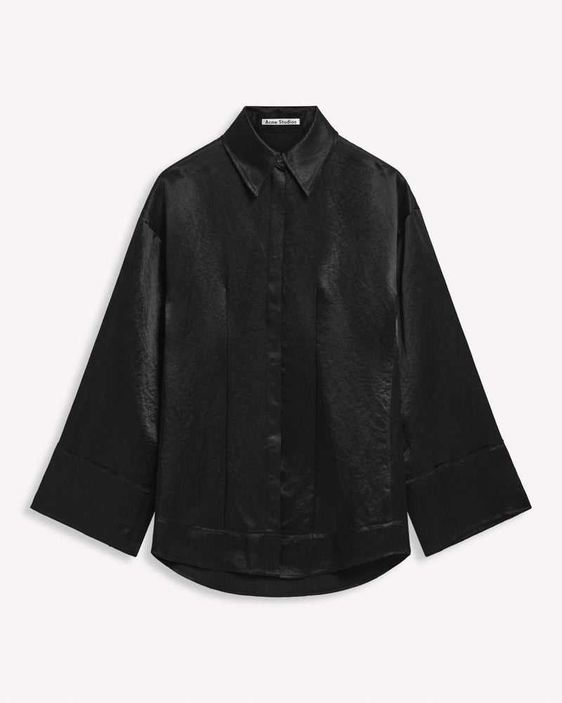 Acne Studios Oversized Flared Sleeve Satin Shirt Black | Malford of London Savile Row and Luxury Formal Wear Sale Outlet