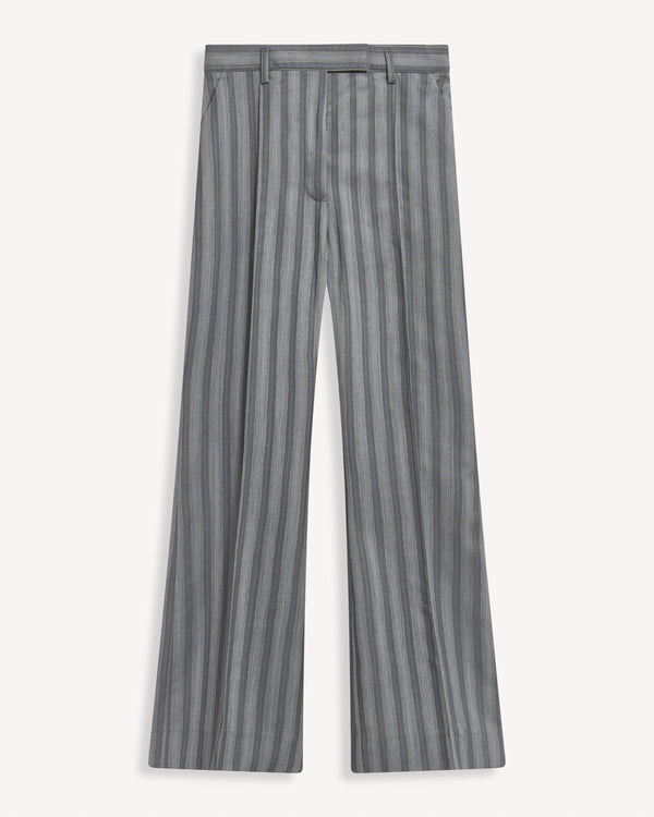 Acne Studios Patrina Pinstripe Wool Flared Trousers Grey | Malford of London Savile Row and Luxury Formal Wear Sale Outlet