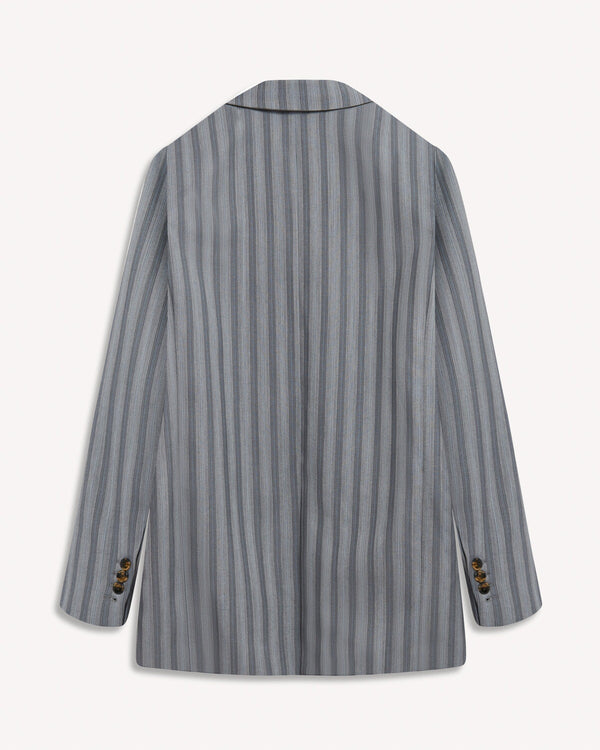 Acne Studios Pinstripe Wool Double-Breasted Blazer Grey | Malford of London Savile Row and Luxury Formal Wear Sale Outlet