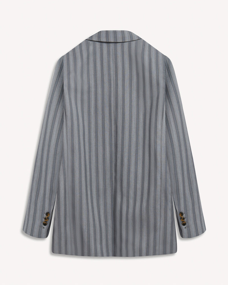 Acne Studios Pinstripe Wool Double-Breasted Blazer Grey | Malford of London Savile Row and Luxury Formal Wear Sale Outlet