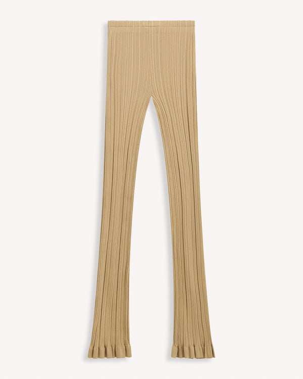 Acne Studios Ribbed Ruffled Leggings Neutral | Malford of London Savile Row and Luxury Formal Wear Sale Outlet