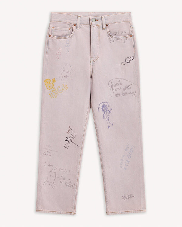Acne Studios Scribble Print Ankle Length Jeans Pink | Malford of London Savile Row and Luxury Formal Wear Sale Outlet
