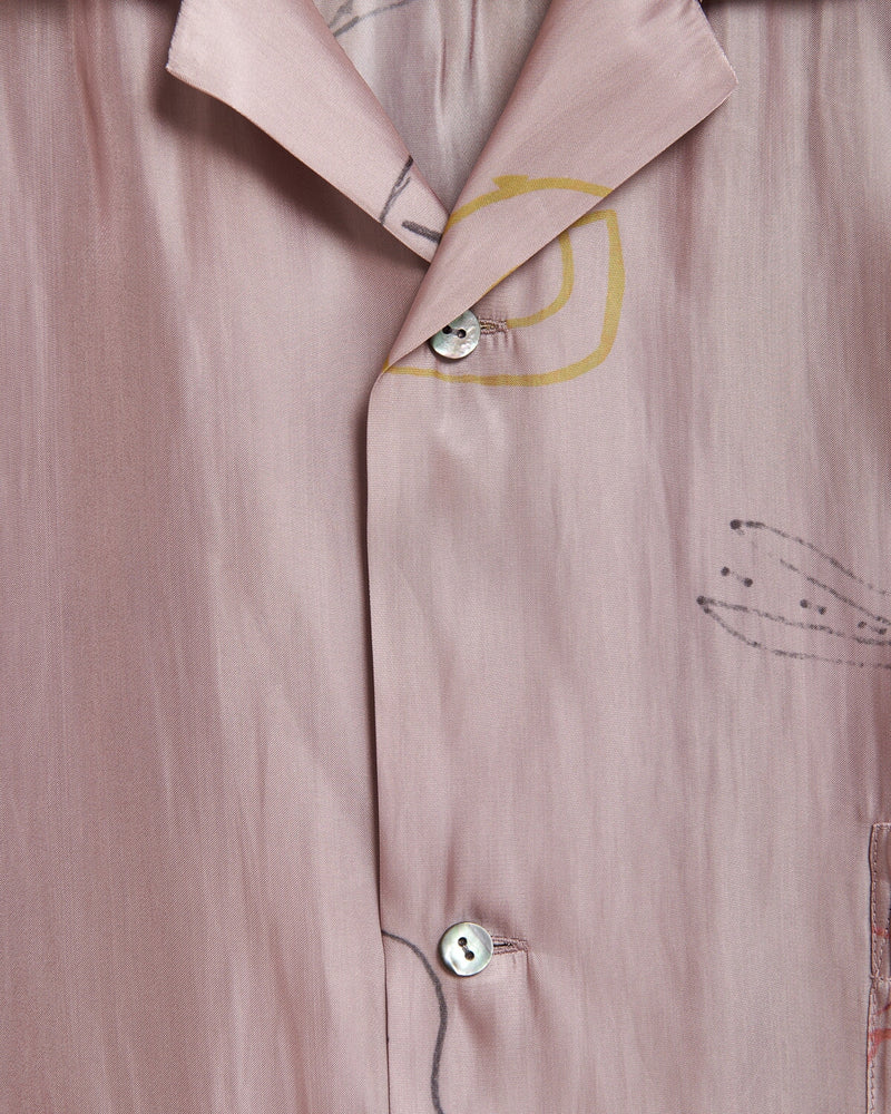 Acne Studios Scribble Print Short Sleeved Shirt Mauve Pink | Malford of London Savile Row and Luxury Formal Wear Sale Outlet