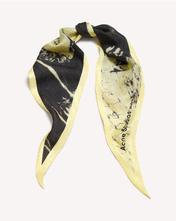 Acne Studios Viera Printed Silk Scarf Black Yellow | Malford of London Savile Row and Luxury Formal Wear Sale Outlet