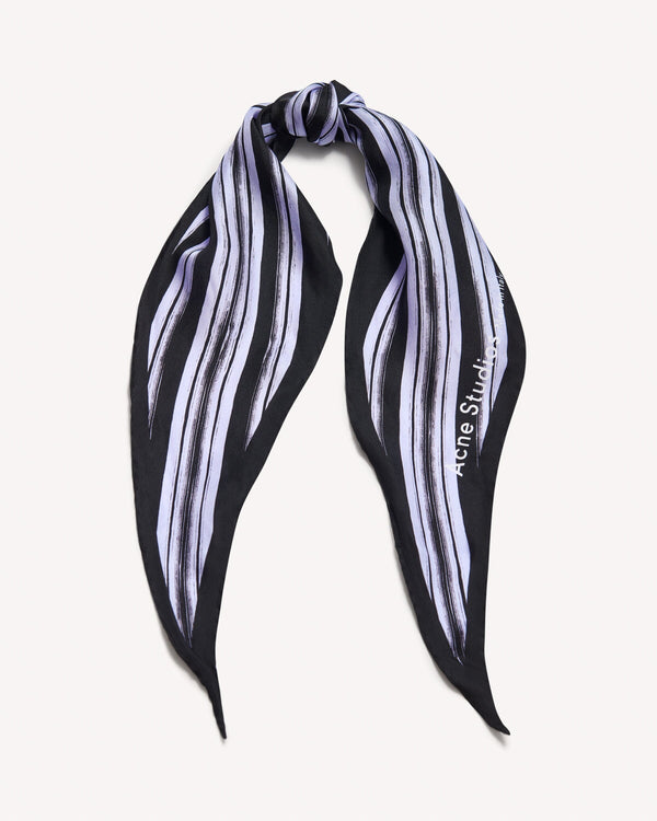 Acne Studios Viera Printed Silk Scarf Blue Stipe | Malford of London Savile Row and Luxury Formal Wear Sale Outlet