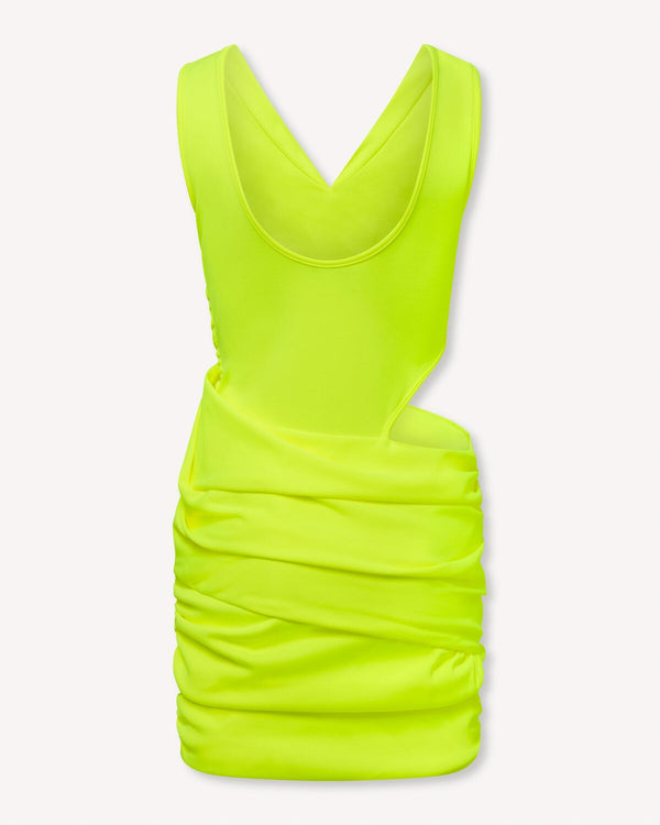 Balmain Neon Draped Dress Neon | Malford of London Savile Row and Luxury Formal Wear Sale Outlet