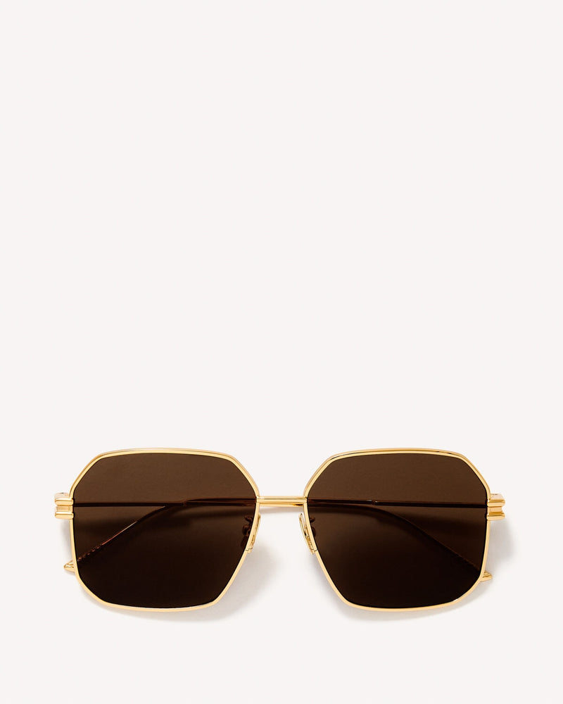 Bottega Veneta Oversized Geometric-Frame Sunglasses Gold Brown | Malford of London Savile Row and Luxury Formal Wear Sale Outlet