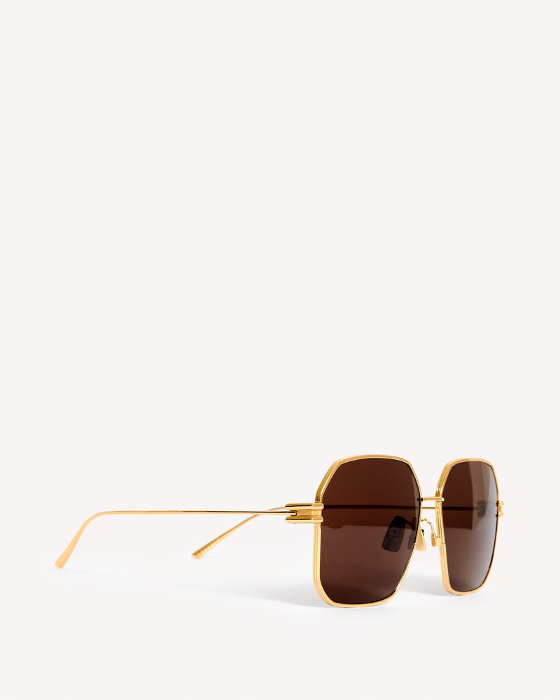 Bottega Veneta Oversized Geometric-Frame Sunglasses Gold Brown | Malford of London Savile Row and Luxury Formal Wear Sale Outlet