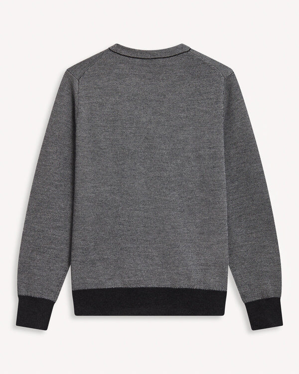 Canali Textured Crew Knitted Sweater Grey | Malford of London Savile Row and Luxury Formal Wear Sale Outlet