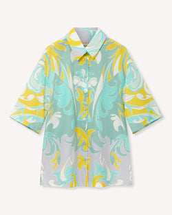 Emilio Pucci Ladies Flower Print Short Sleeve Shirt | Malford of London Savile Row and Luxury Formal Wear Sale Outlet
