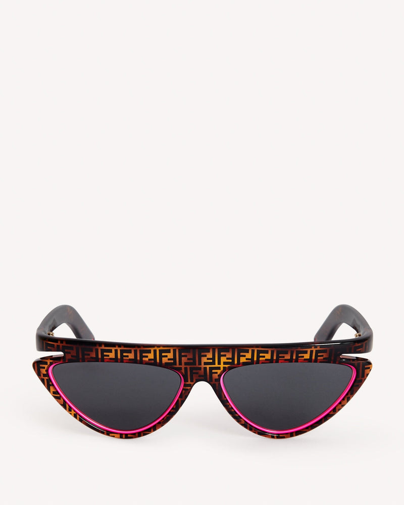 Fendi FF Monogram Pointed Cat Eye Sunglasses Brown Pink | Malford of London Savile Row and Luxury Formal Wear Sale Outlet