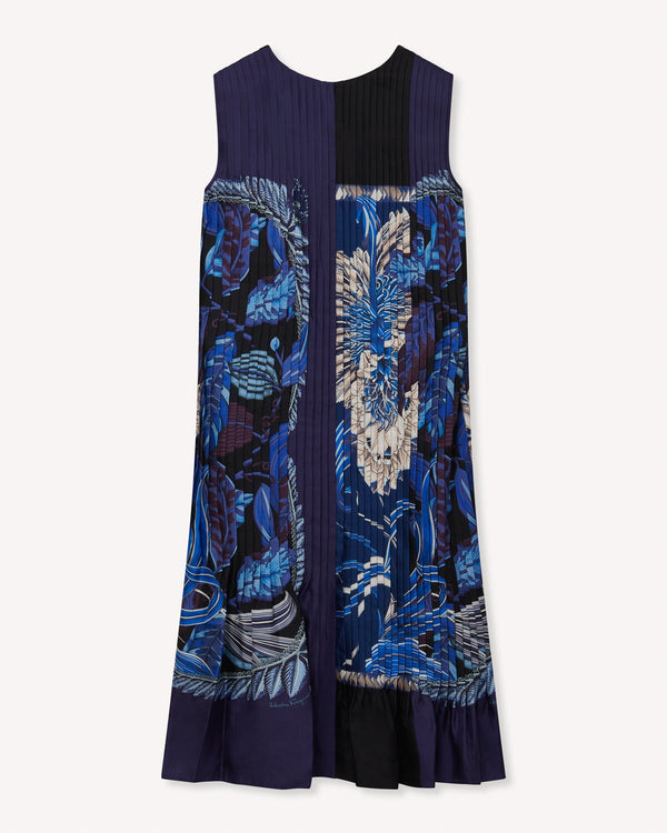 Ferragamo Ladies Silk Pleated Dress Navy | Malford of London Savile Row and Luxury Formal Wear Sale Outlet