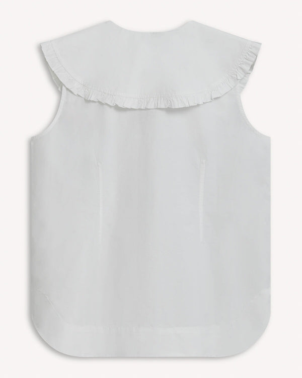 Ganni Big Collar Sleeveless Shirt White | Malford of London Savile Row and Luxury Formal Wear Sale Outlet