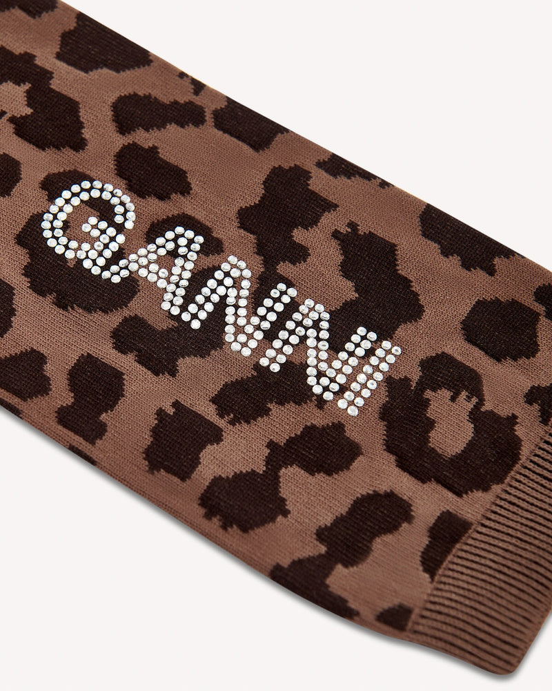 Ganni Leopard Print Socks Toffee | Malford of London Savile Row and Luxury Formal Wear Sale Outlet
