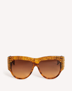 Gucci Crystal Embellished Oversized Sunglasses Tortoiseshell | Malford of London Savile Row and Luxury Formal Wear Sale Outlet