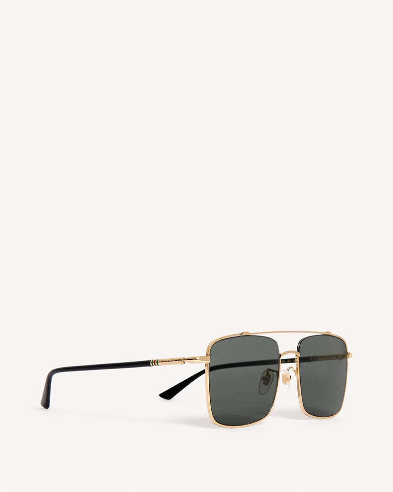 Gucci Metallic Square Bridge Sunglasses Gold Black | Malford of London Savile Row and Luxury Formal Wear Sale Outlet