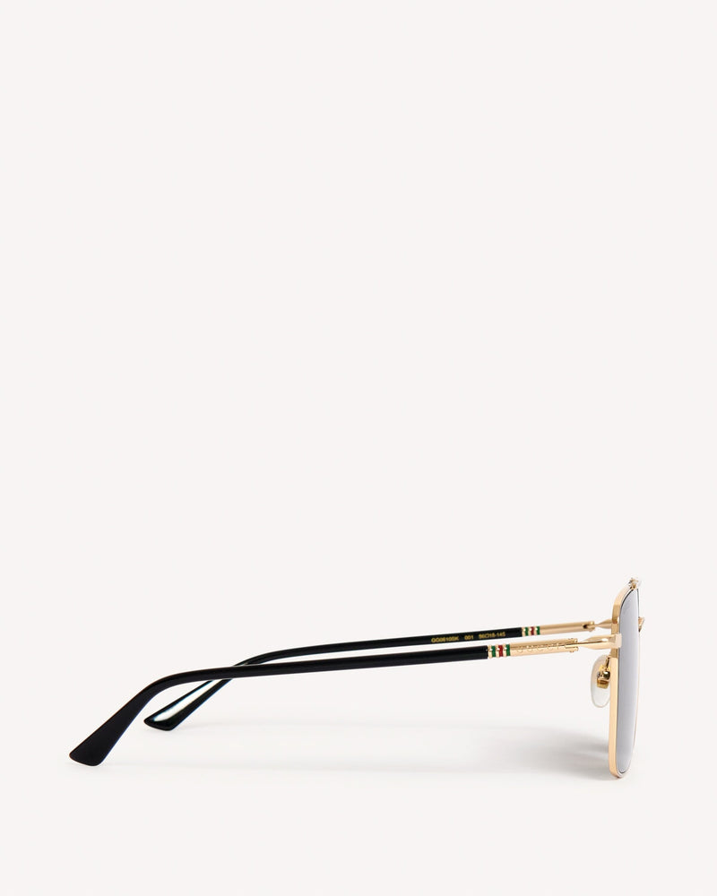 Gucci Metallic Square Bridge Sunglasses Gold Black | Malford of London Savile Row and Luxury Formal Wear Sale Outlet