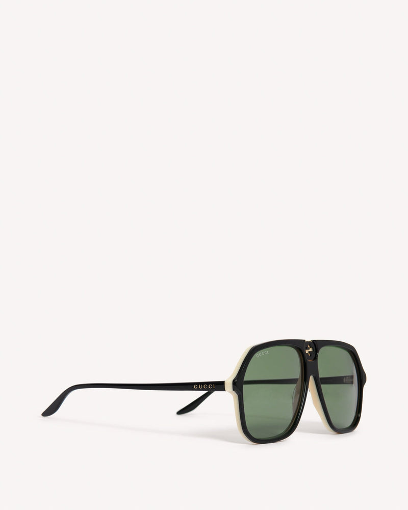 Gucci Oversized Aviator Sunglasses Black Green | Malford of London Savile Row and Luxury Formal Wear Sale Outlet