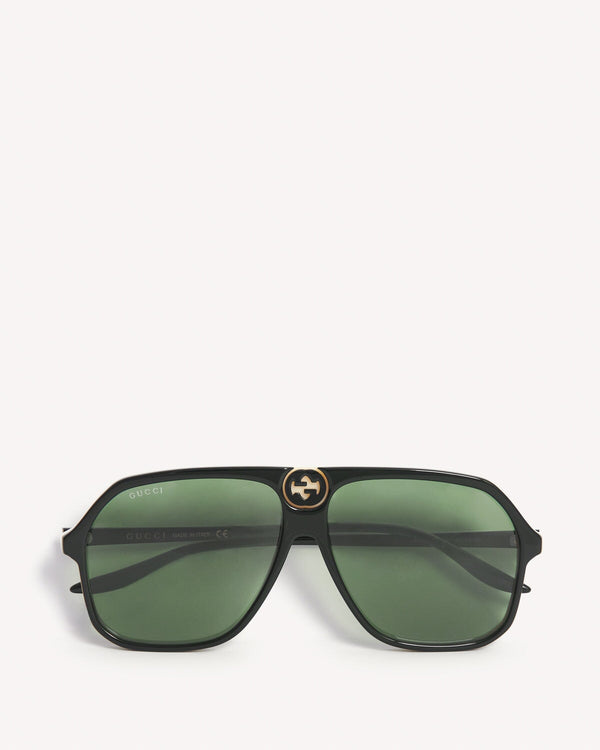 Gucci Oversized Aviator Sunglasses Black Green | Malford of London Savile Row and Luxury Formal Wear Sale Outlet