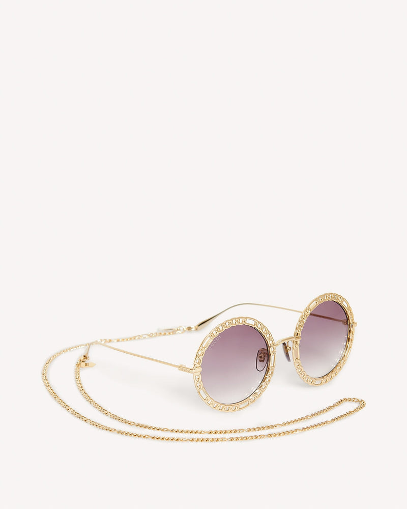 Gucci Oversized Round Glasses with Chain in Gold | Malford of London Savile Row and Luxury Formal Wear Sale Outlet