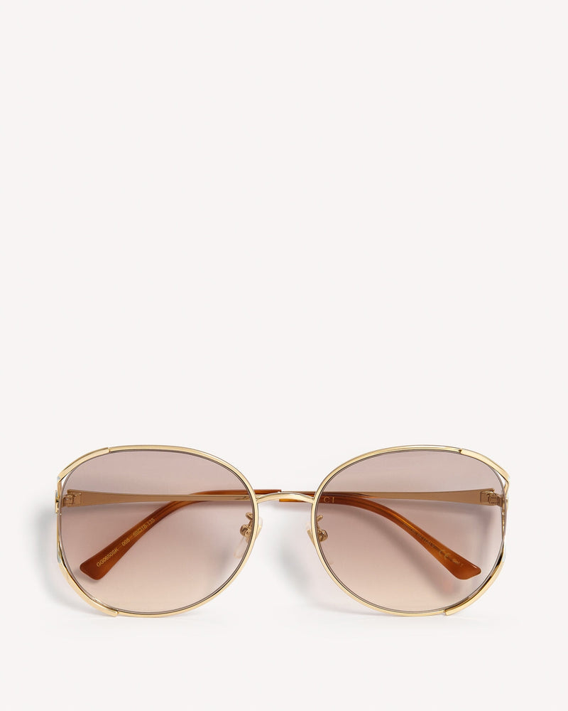 Gucci Round Frame Open Lens Sunglasses Gold Pink | Malford of London Savile Row and Luxury Formal Wear Sale Outlet
