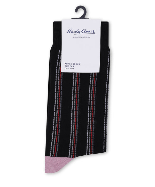 Hardy Amies BLACK/PINK SAVILE ROW SOCKS | Malford of London Savile Row and Luxury Formal Wear Sale Outlet