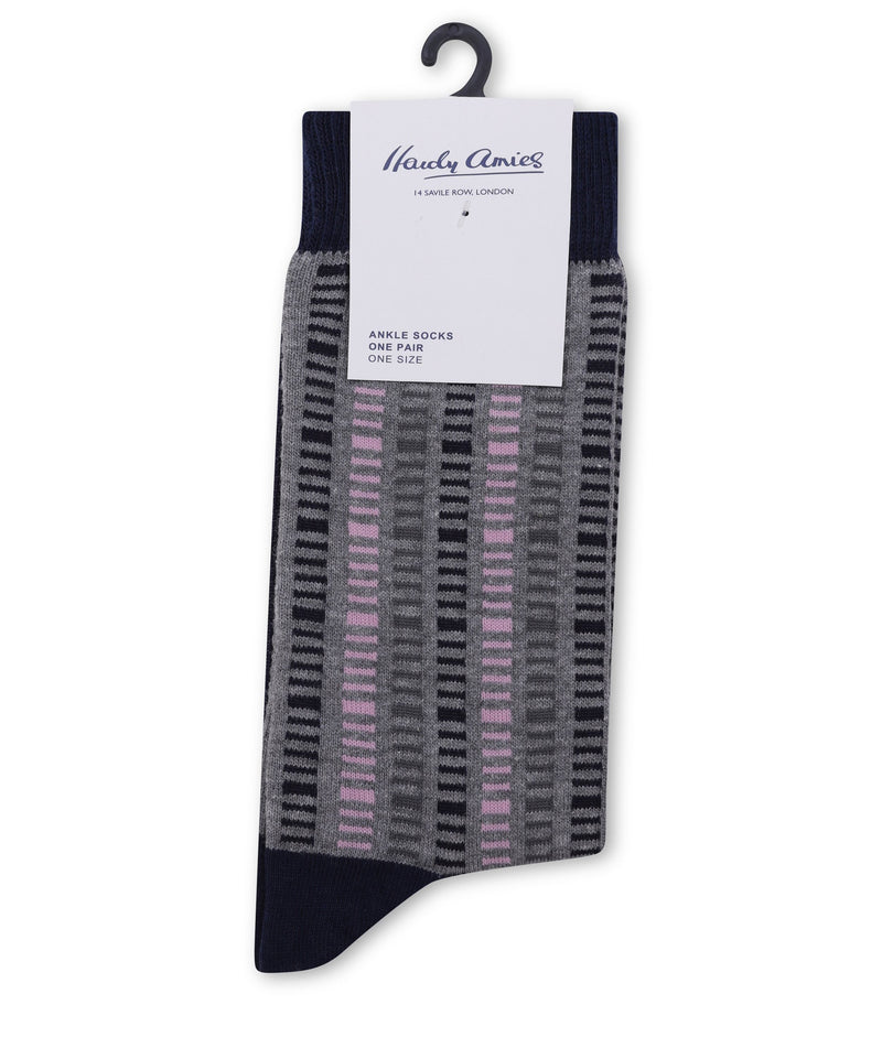 Hardy Amies CHARCOAL/PINK SAVILE ROW SOCKS | Malford of London Savile Row and Luxury Formal Wear Sale Outlet