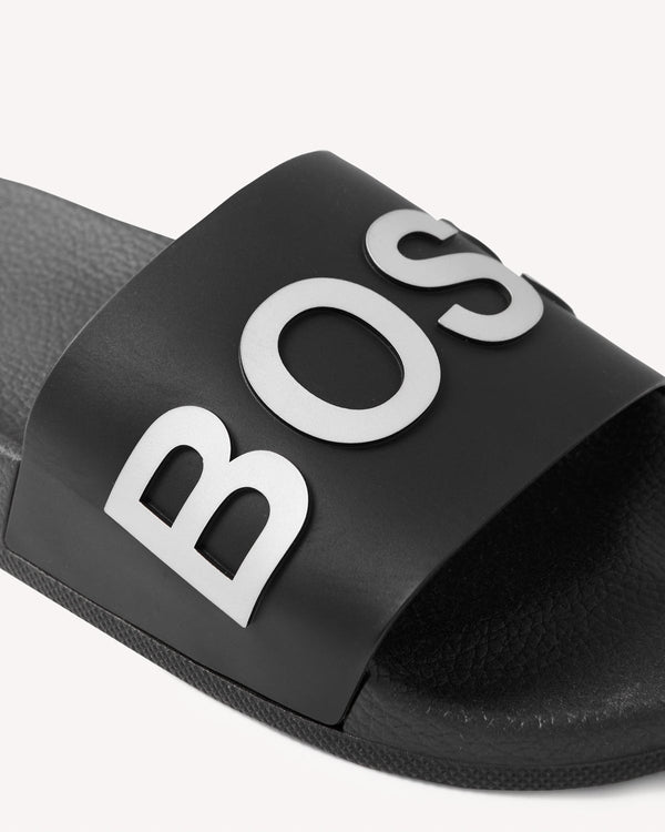 Hugo Boss Bay Sliders Black | Malford of London Savile Row and Luxury Formal Wear Sale Outlet