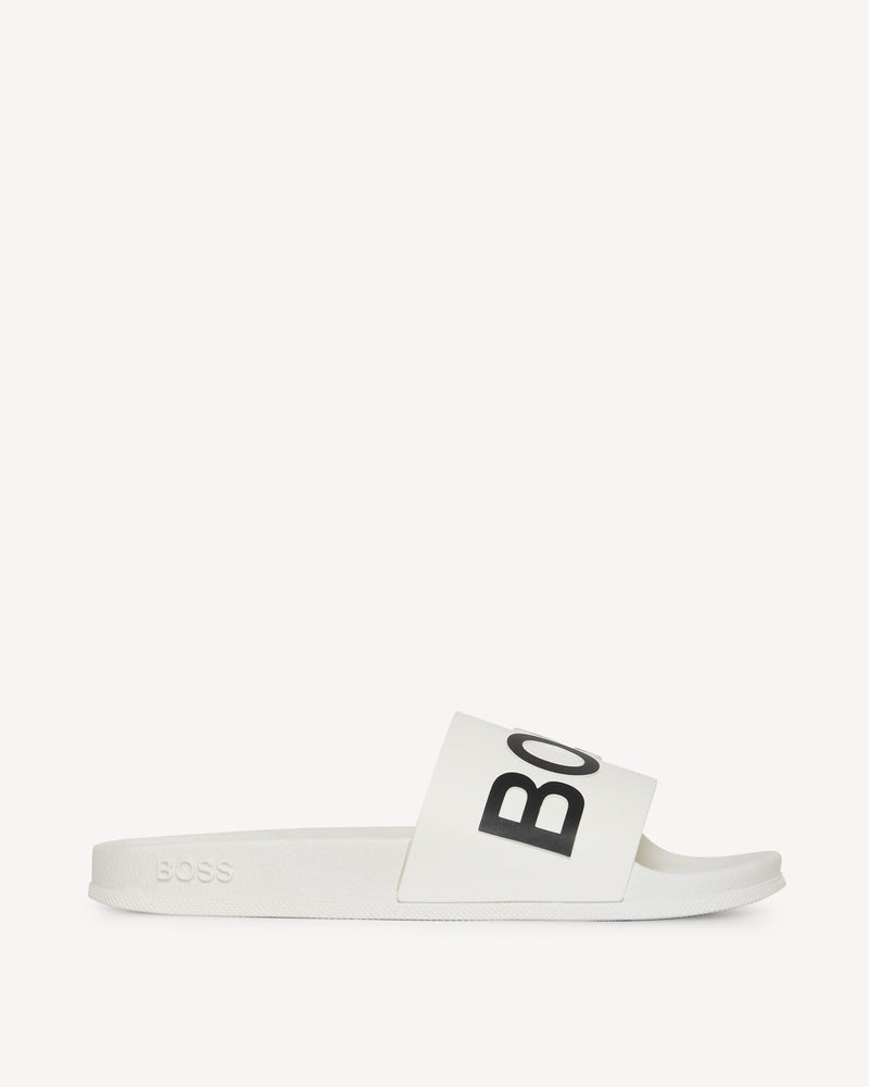 Hugo Boss Bay Sliders White | Malford of London Savile Row and Luxury Formal Wear Sale Outlet